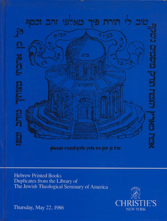 Christies 1986 Hebrew Printed Books