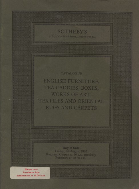 Sothebys August 1980 English Furniture, Tea caddies, Boxes, Works of Art