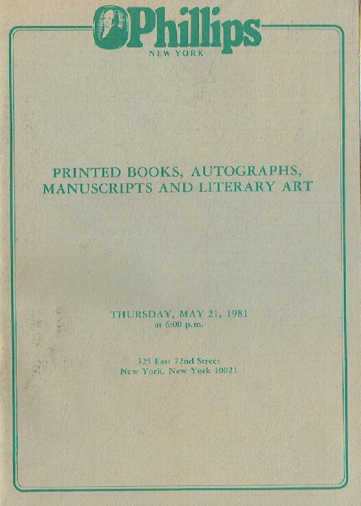 Phillips May 1981 Printed Books, Autographs, Manuscripts & Literary Art