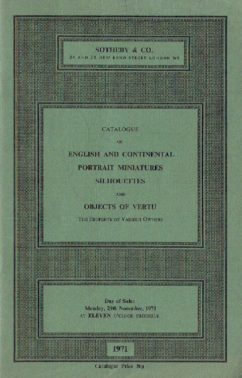 Sothebys November 1971 English and Continental Portrait (Digital only)