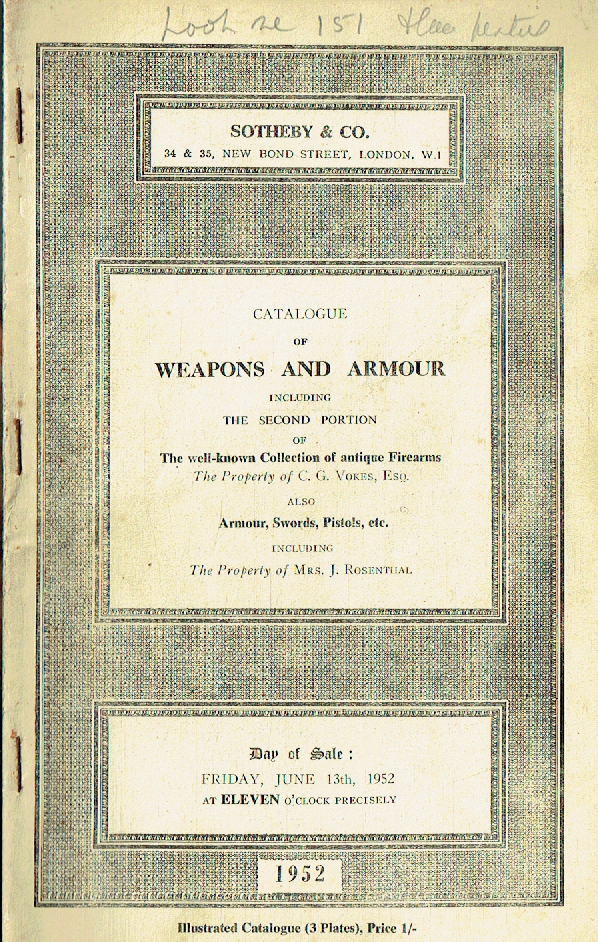 Sotheby & Co June 1952 Weapons & Armour