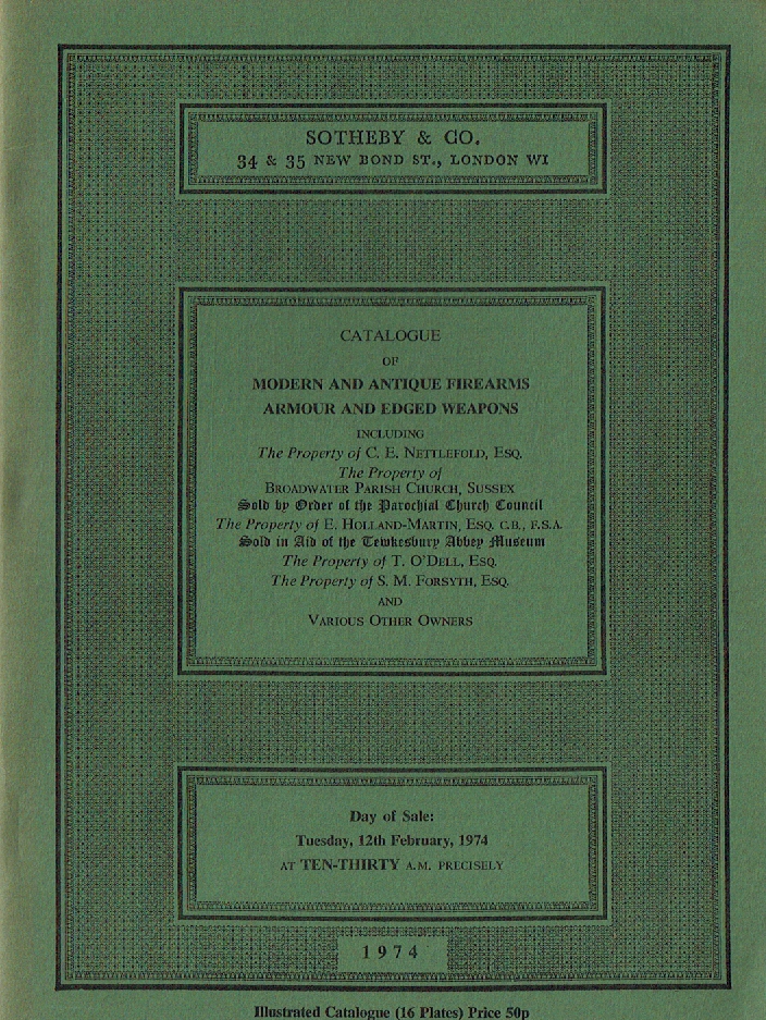 Sotheby & Co February 1974 Modern & Antique Firearms Armour and Edged Weapons