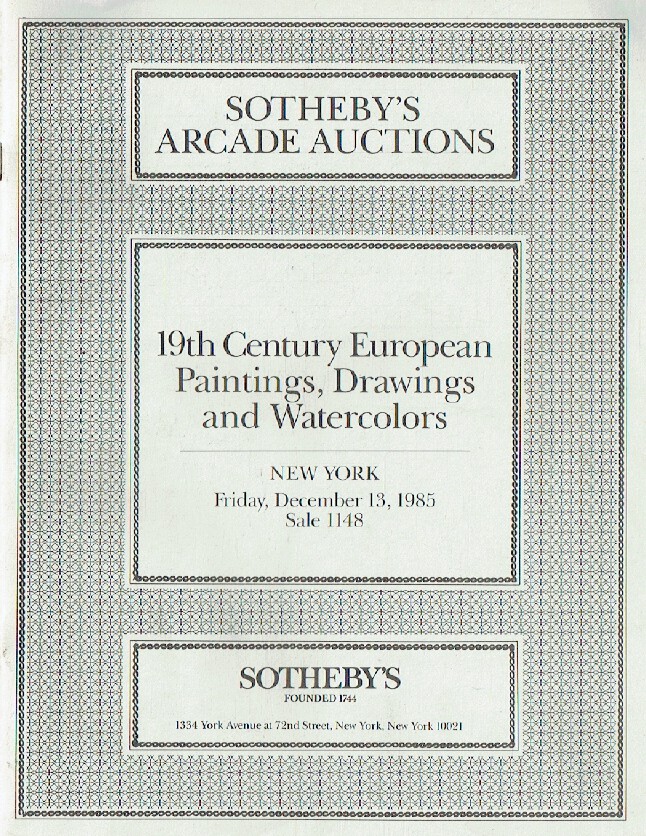 Sothebys December 1985 19th Century European Paintings, Drawings & Watercolours