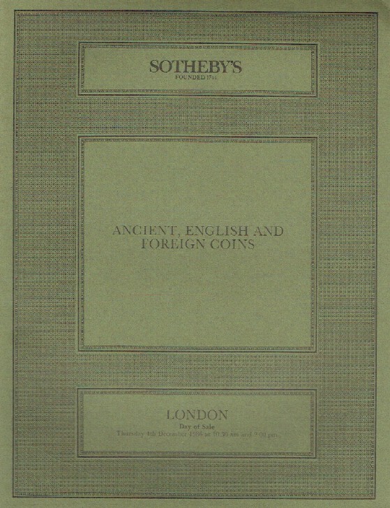 Sothebys December 1986 Ancient, English & Foreign Coins