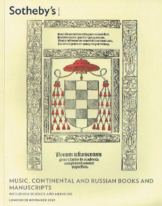 Sothebys November 2012 Music, Continental & Russian Books, Manuscripts