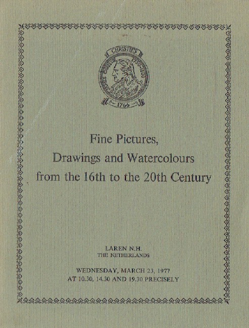 Christies March 1977 Fine Pictures & Drawings from 16th to 20th Century