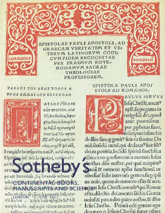 Sothebys June 2007 Continental Books, Manuscripts & Science (Digital only)