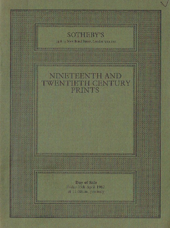 Sothebys April 1982 19th & 20th Century Prints