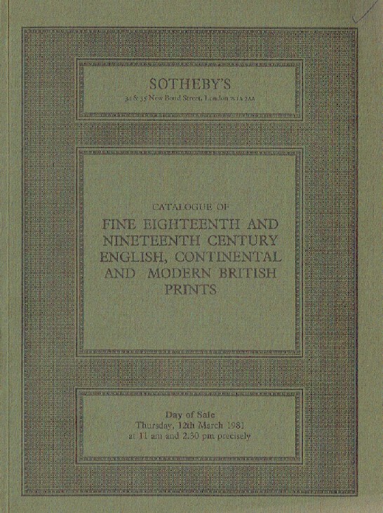 Sothebys March 1981 Fine 18th & 19th C. English Continental and Modern British P