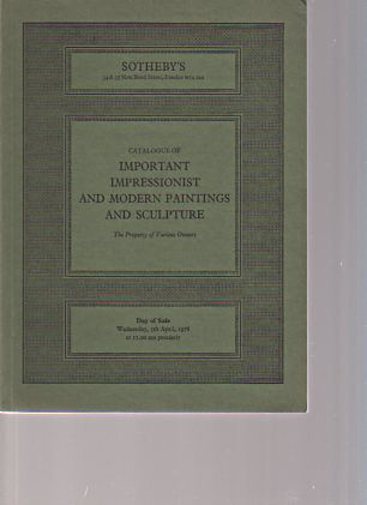 Sothebys April 1978 Important Impressionist & Modern Paintings