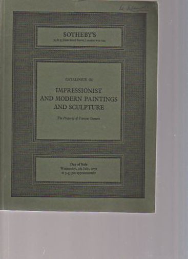 Sothebys 1979 Impressionist & Modern Paintings & Sculpture