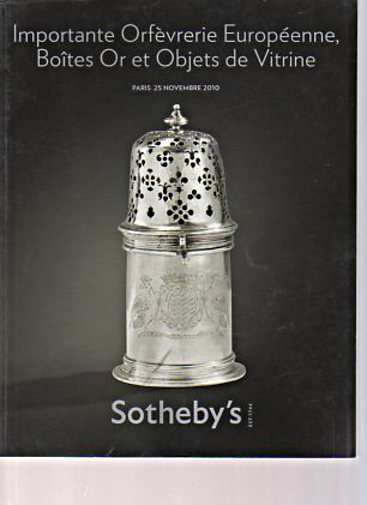 Sothebys November 2010 Important European Silver & Gold Boxes