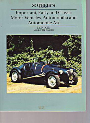 Sothebys July 1989 Early & Classic Cars, Automobilia (Digital only)