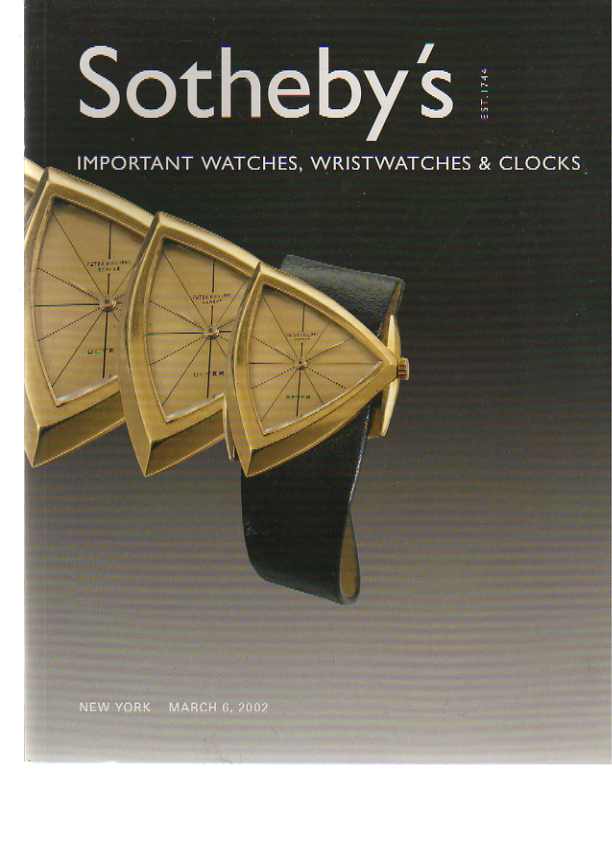 Sothebys March 2002 Important Watches, Wristwatches & Clocks (Digital Only)