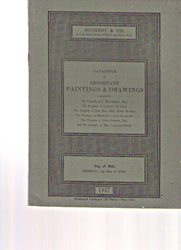 Sothebys 1937 Important Paintings & Drawings