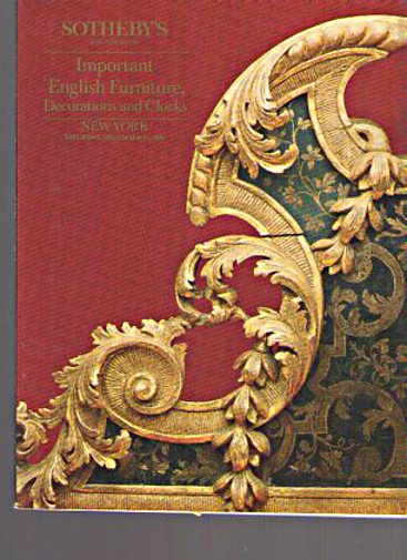 Sothebys 1986 Important English Furniture, Decorations, Clocks