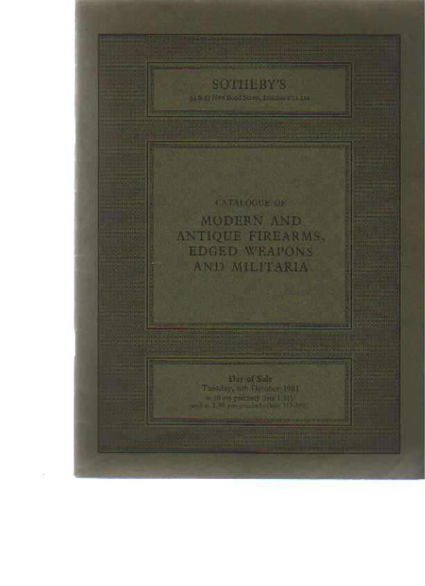 Sothebys 1981 Modern & Antique Firearms, Edged Weapons