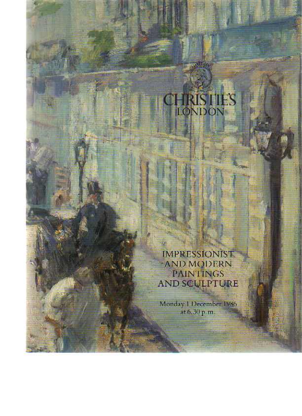 Christies December 1986 Impressionist & Modern Paintings & Sculpture