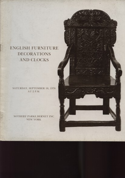 Sothebys 1976 English Furniture, Decorations & Clocks