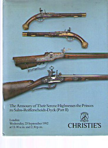 Christies 1992 Armoury Princes Salm-Reifferscheidt-Dyck Pt II