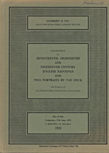 Sothebys 1973 2 Van Dyck Portraits & Early English Paintings (Digital only)