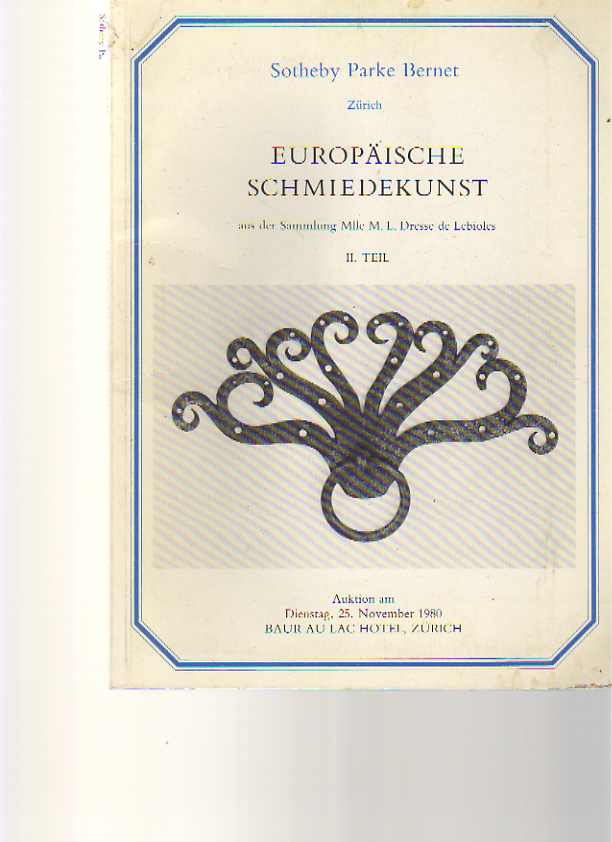 Sothebys 1980 Lebioles Collection European Metalwork