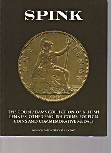 Spink 2003 Adams Collection British Pennies, Coins, Medals