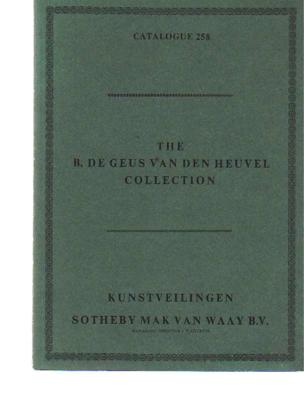 Sothebys 1976 van den Heuvel Collection Old Master Pictures