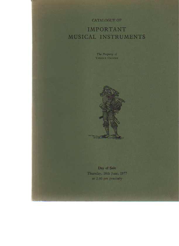 Sothebys June 1977 Important Musical Instruments