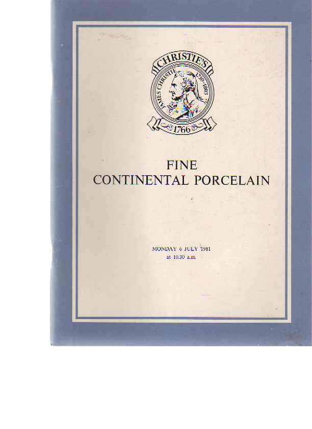 Christies July 1981 Fine Continental Porcelain