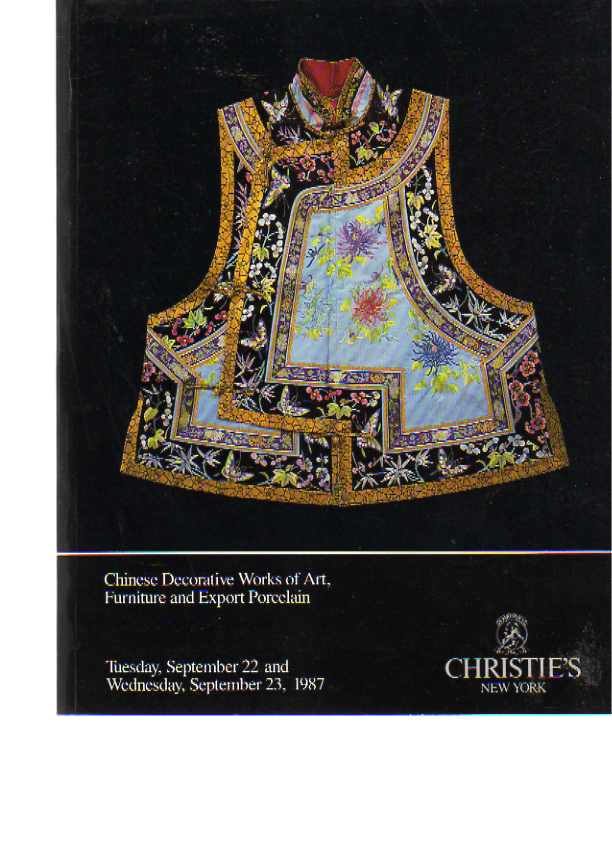 Christies 1987 Chinese Decorative Works of Art, Furniture, ...