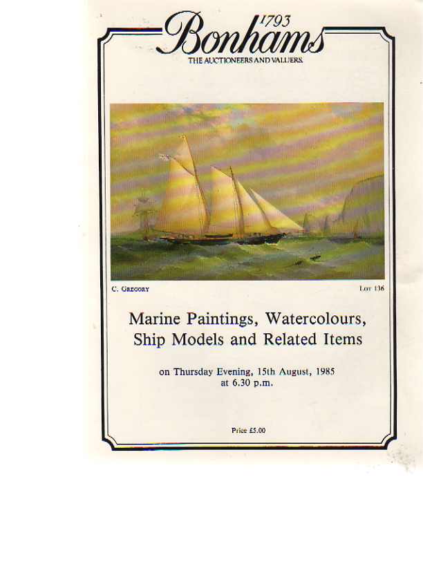 Bonhams 1985 Marine Paintings, Ship Models, watercolours, etc