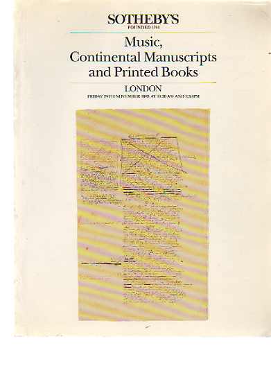 Sothebys 1985 Music, Continental Manuscripts & Printed Books