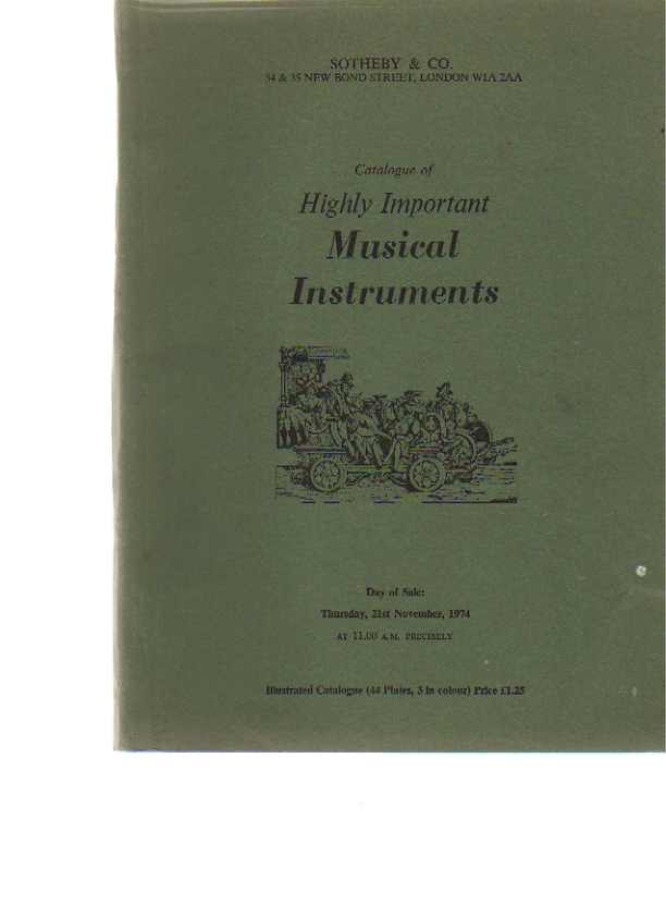 Sothebys 1974 Highly Important Musical Instruments