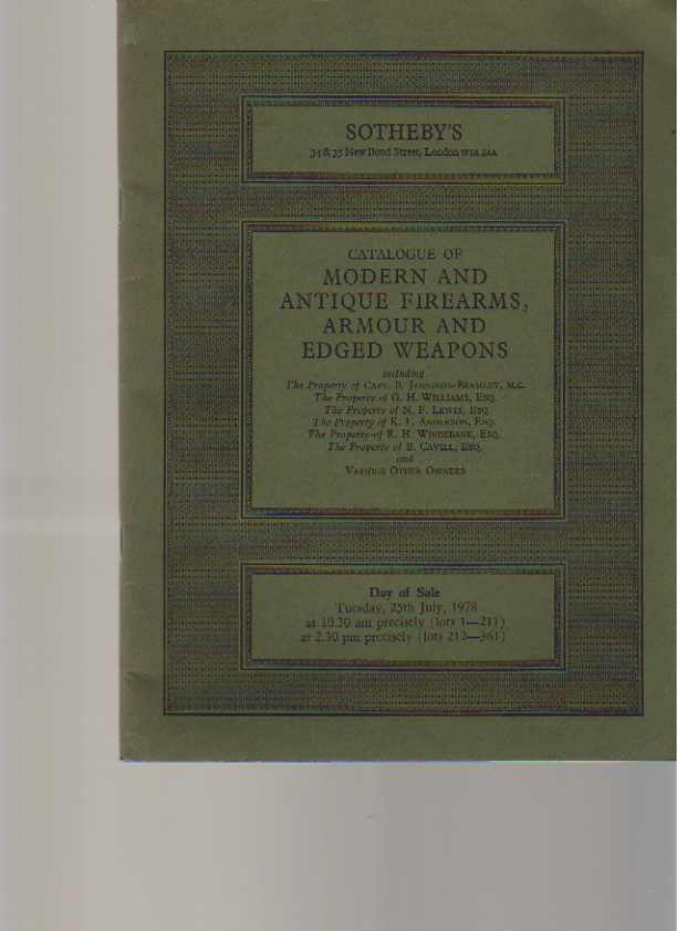 Sothebys 1978 Modern & Antique Firearms, Armour & Edged Weapons