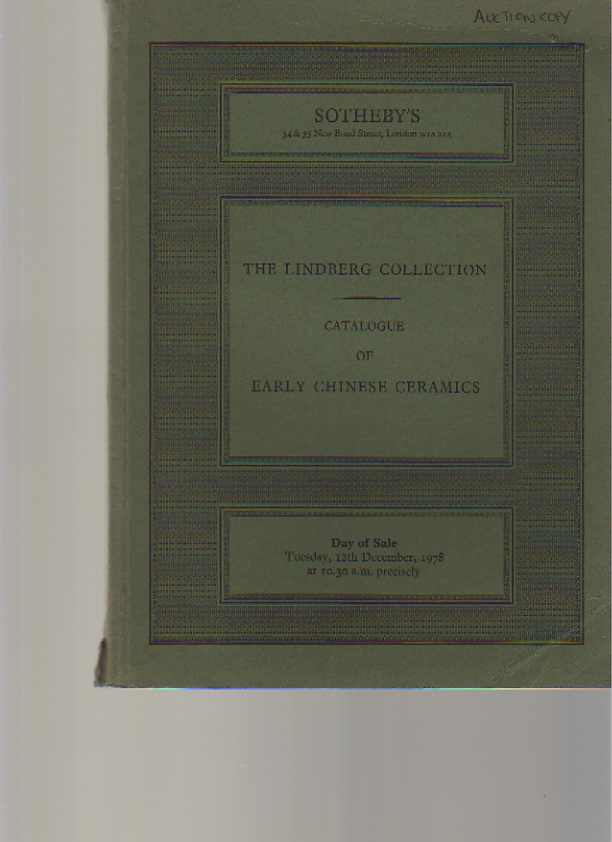 Sothebys 1978 Lindberg Collection of Early Chinese Ceramics