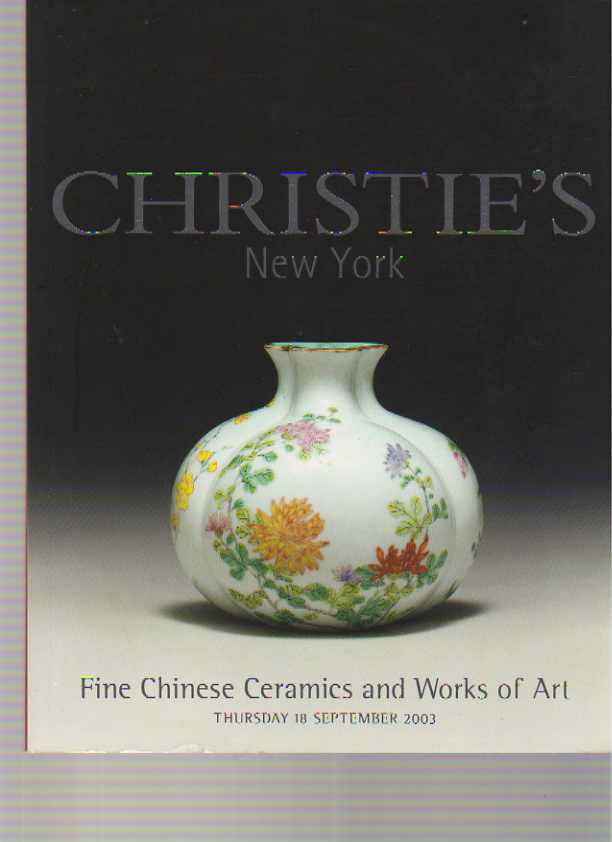 Christies September 2003 Fine Chinese Ceramics & WOA (Digital Only)