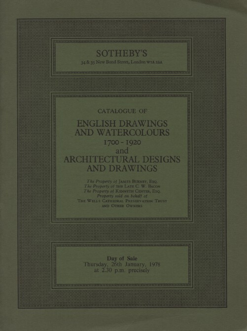 Sothebys Jan 1978 English Drawings, Watercolours, Architectural Designs, Drawing