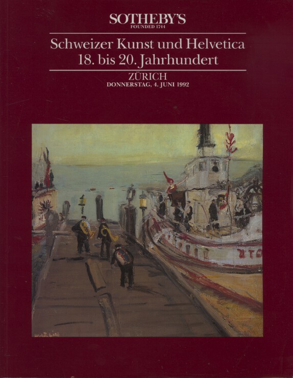 Sothebys June 1992 Swiss Art & Helvetica 18th - 20th Century