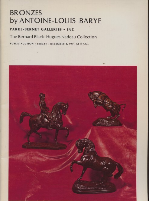 Parke-Bernet Dec 1971 Bronzes - The Bernard Black-Hugues Nadeau Collection