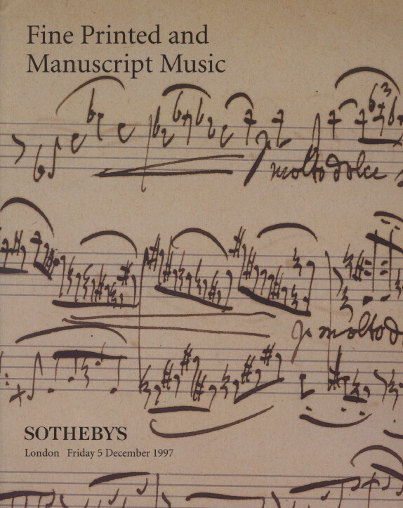 Sothebys December 1997 Fine Printed and Manuscript Music