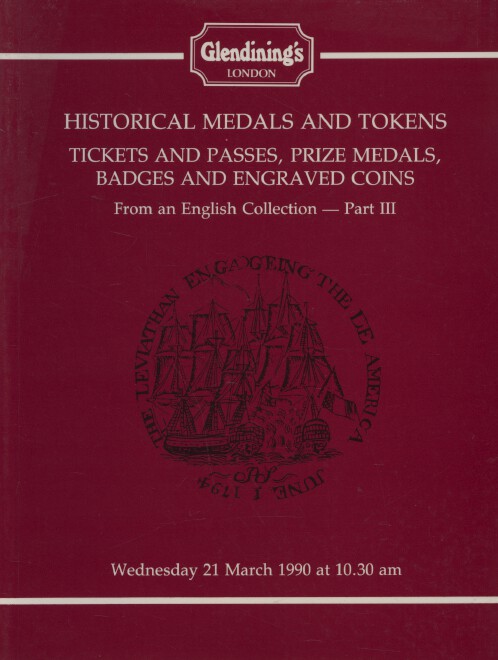 Glendinings March 1990 Historical Medals & Tokens, Prize Medals, Badges etc.