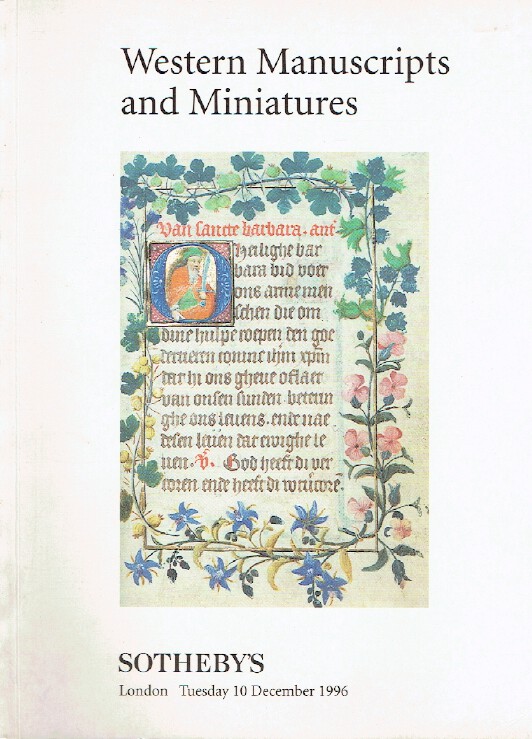 Sothebys December 1996 Western Manuscripts and Miniatures (Digital Only)