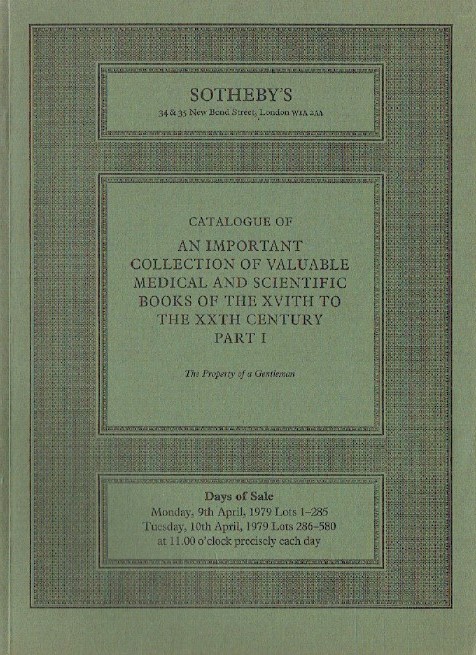 Sothebys April 1979 16th to 20th C Medical & Scientific Books - Part I