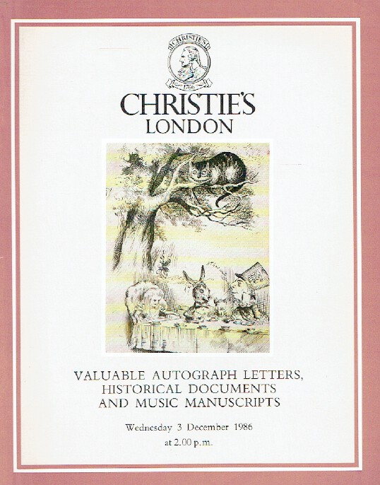 Christies December 1986 Valuable Autograph Letters and Historical Documents