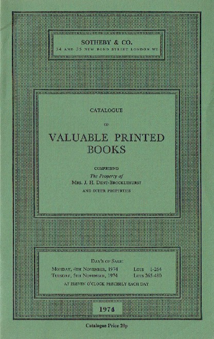 Sothebys November 1974 Valuable Printed Books