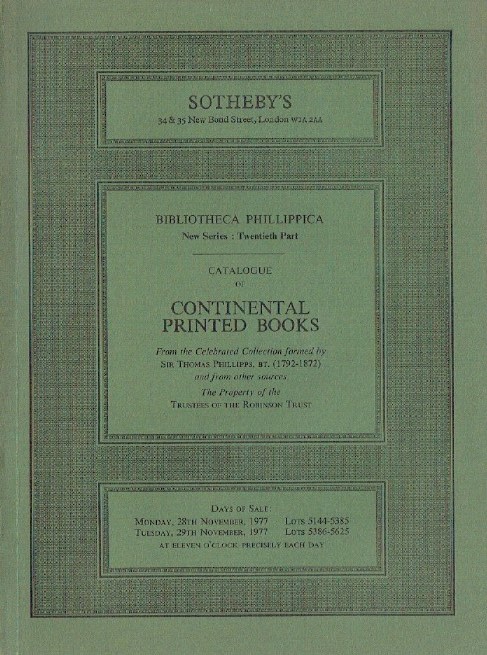 Sothebys November 1977 Continental Printed Books