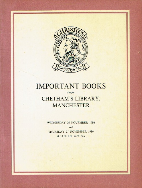 Christies November 1980 Important Books from Chetham's Library, Manchester