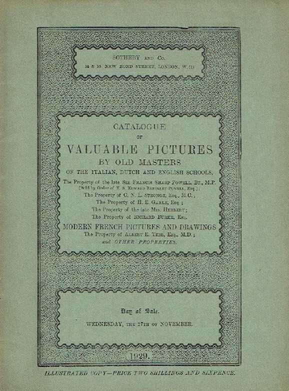 Sothebys November 1929 Pictures by Old Masters of Italian (Digital only)