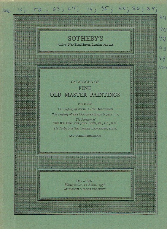 Sothebys April 1978 Fine Old Master Paintings